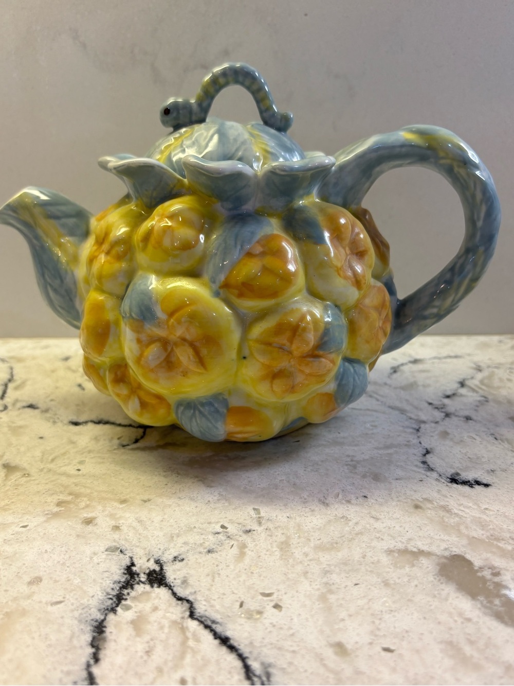 Vintage Worm and Apple Teapot